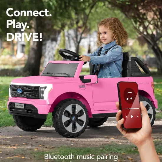 Best Choice Products Kids 12V Ride On Car Officially Licensed Ford Lightning Truck w/ Remote, LED Lights Pink {5}