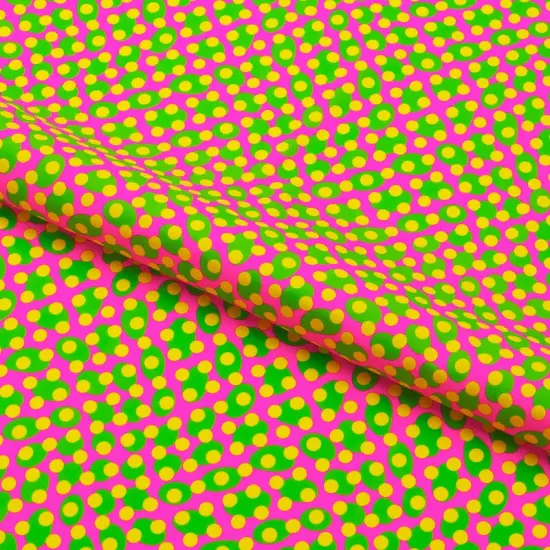 Lava Lamp Dots Printed Spandex Fabric Purple/Yellow {4}