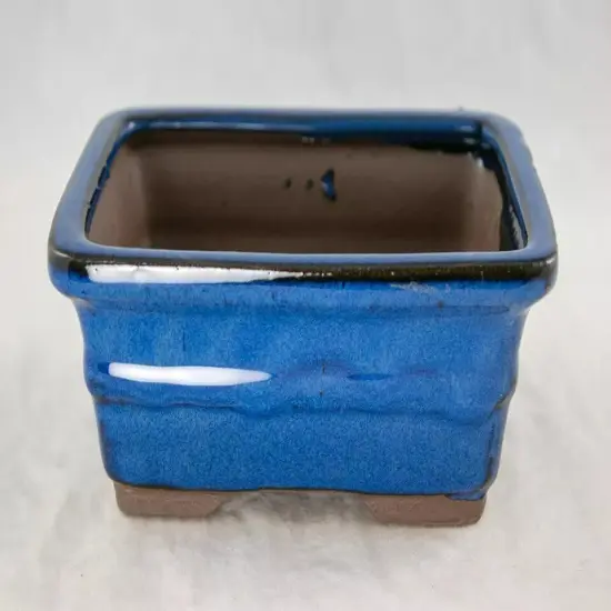 Rectangular Shohin Bonsai, Succulent Pot 6"x 4.5"x 2.5" with Mesh - Blue Stain {4}