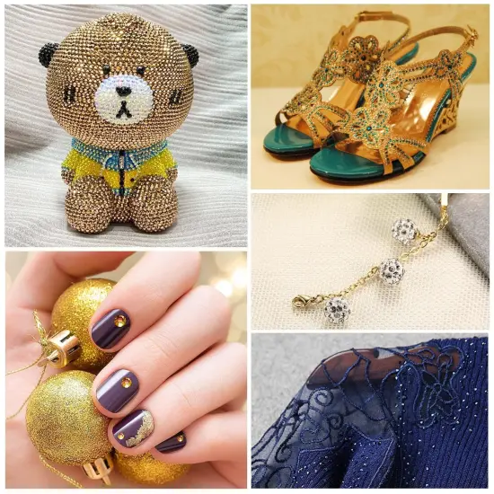 Resin Rhinestones Kit for Crafts,8400 pcs Green Flatback Rhinestones Mixed 5 Sizes 2mm-6mm with B7000 Glue Tweezers and Wax Pencil for Fabric Tumblers and Clothes {2}