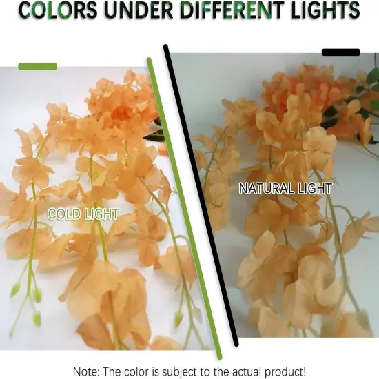 24 Pack Orange Wisteria Hanging Flowers Garland, 3.77 Feet Artificial Flower Vines, Fake Wisteria, Artificial Vines Hanging Garland for Backdrop Outdoor Yard Garden Decor {2}