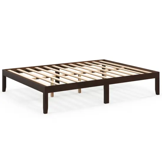 Queen Size Platform Bed Frame with Slats Support and Rubber Wood Legs Natural {7}