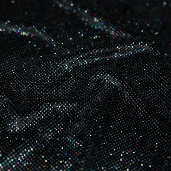 Vivian Glitter Printed Stretch Velvet Fabric Black/M {1}