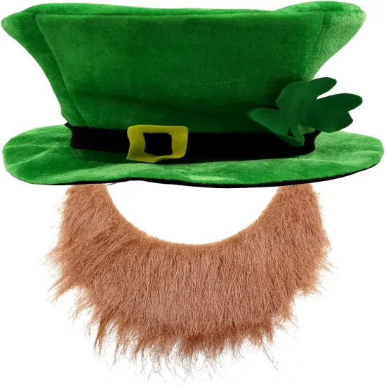 St. Patrick's Day Party Costume Suit Hat, Bow, Bow Tie, Beard, Scarf (Hat, Beard, Tie, Bow tie) {5}