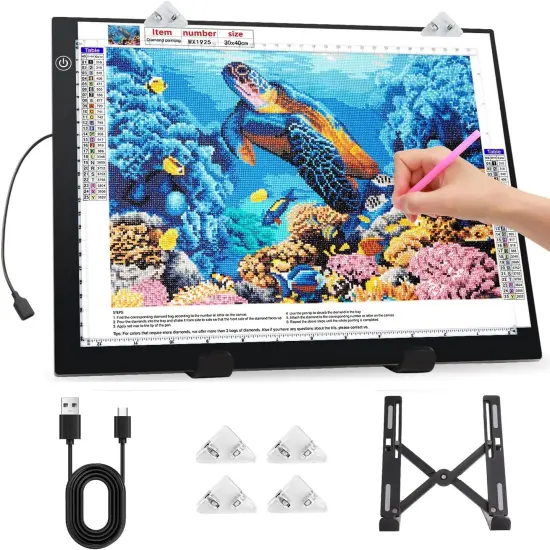 A3 Light Pad for Diamond Painting Kit,4800Lux Super Bright 5mm Ultra Thin Diamond Art Light Board with Stand and Clip {5}