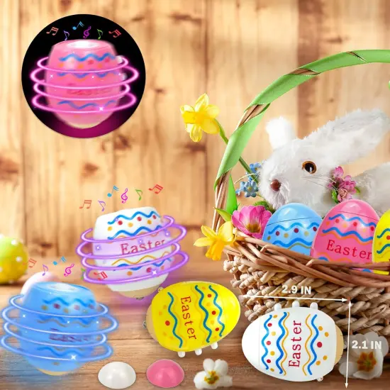 Light up Easter Egg spinning Top Toys with Music for Kids {2}