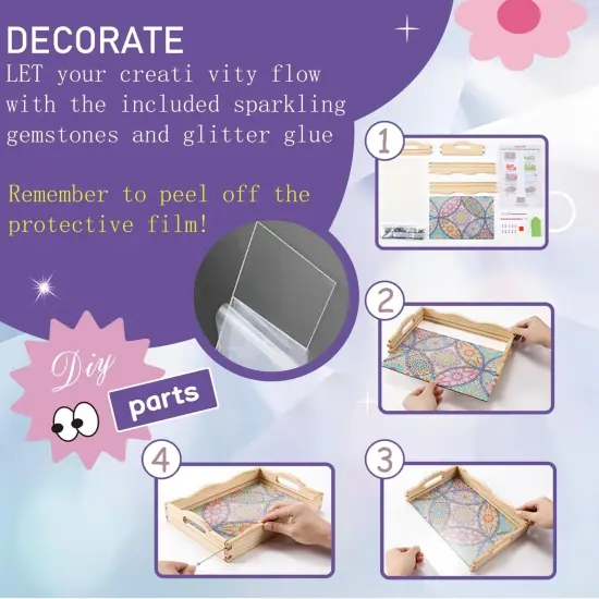 Wooden Serving Trays with Handles 5D Diamond Painting Kits for Adults, Trays Decor Diamond Arts Kits, Home or Farmhouse Decor 7.8x11.8 Inches {4}