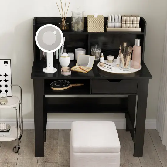 Black Wooden Computer Desk with 2 Outlets, 2 USB Ports and 1 Type-C Port {6}