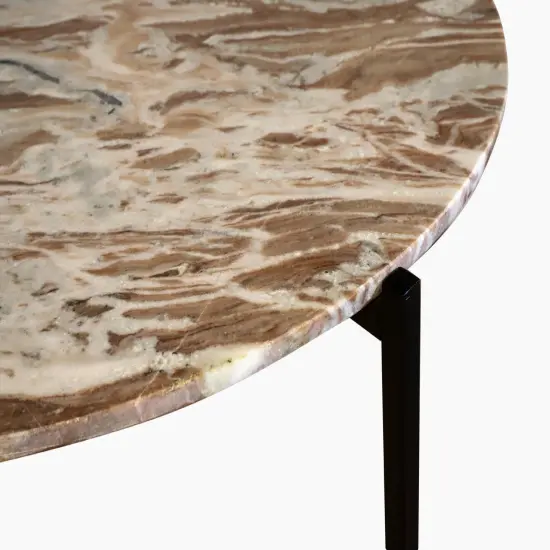 Brown Marble Nesting Table with Metallic Grey Metal Frame (17" Height) | Elegant & Sturdy Side Table | Space-Saving Modern Design | Perfect for Living Room, Bedroom, Office & Home D&eacute;cor {5}