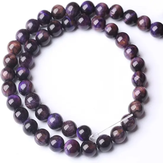 Natural Purple Tiger Eye Beads Round Loose Stone Beads Energy Gemstone Healing Power for Jewelry Making 1 Strand 6mm 60pcs {2}