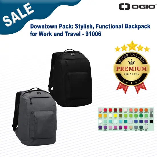 OGIO® Downtown Pack Stylish, Functional Backpack for Work and Travel Tarmac Hthr {2}