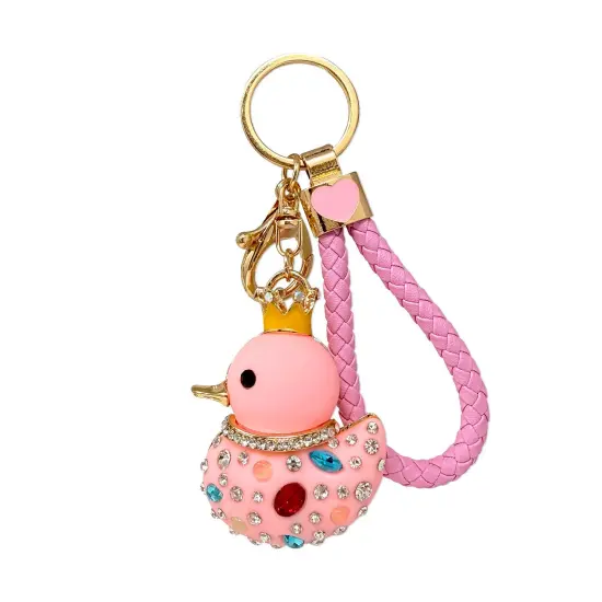 Wrapables Glamorous Crystal Rhinestone Ducky Keychain, Pendant Bag Charm, Pink {1}