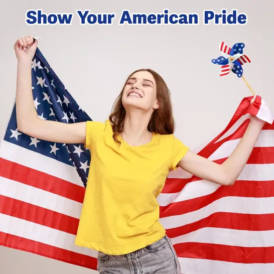 12 Pack Patriotic Pinwheels, American Flag Pinwheels, Wind Spinners for Yard for 4th of July Decor {2}