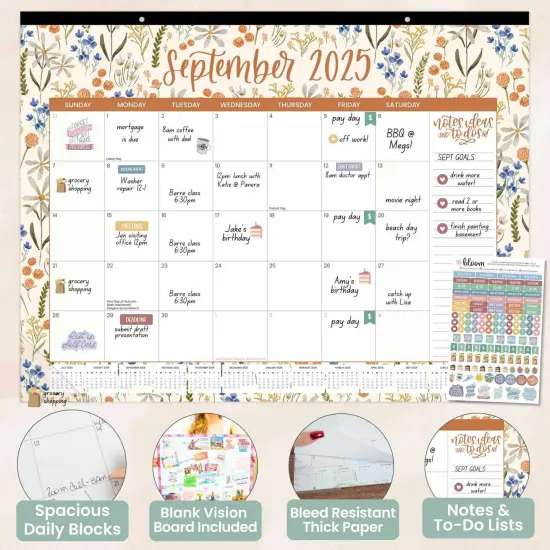 bloom daily planners 2025-26 Academic Desk Calendar, 16" x 21", Seasonal {5}
