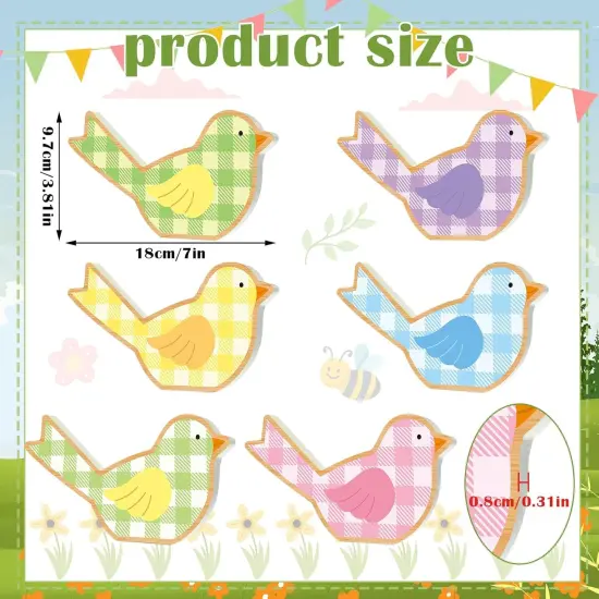 6 Pcs Spring Bird Decor for Home Wooden Birds {2}
