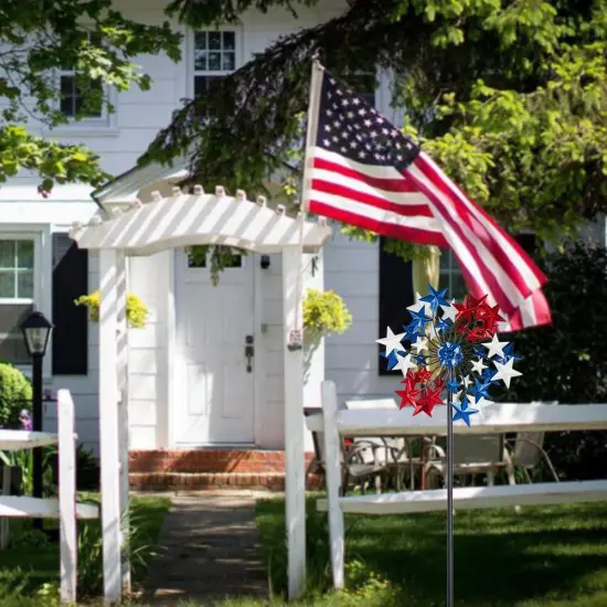 Outdoor Wind Spinner - Patriotic Metal Garden Spinners- Wind Sculptures July 4th Decorations for Garden {3}