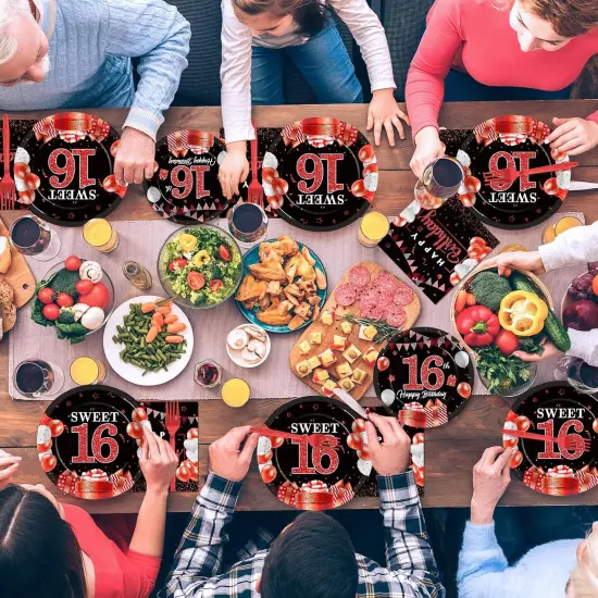 96Pcs 16th Birthday Decorations for Girls Boys Red Silver Sweet 16 Birthday Party Decorations {4}