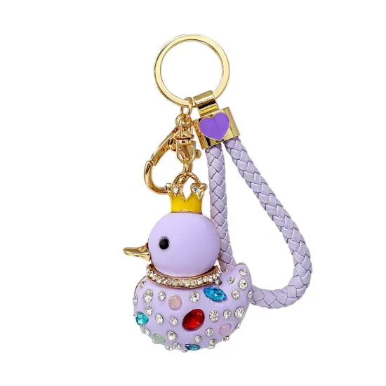 Wrapables Glamorous Crystal Rhinestone Ducky Keychain, Pendant Bag Charm, Purple {1}