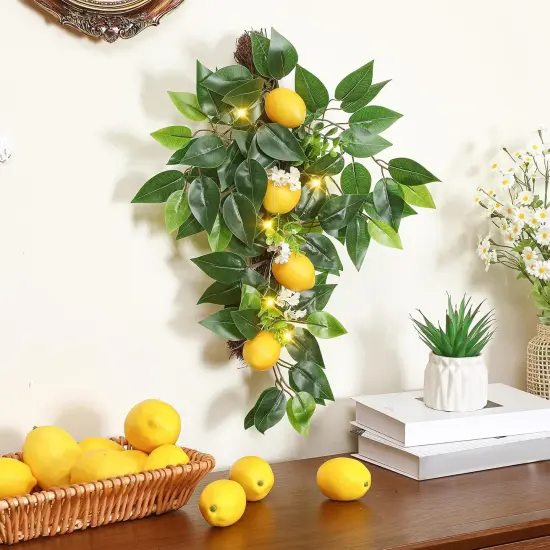 20 Inch Prelit Lemon Teardrop Swag with Lights {3}