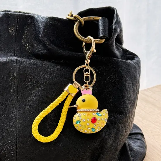 Wrapables Glamorous Crystal Rhinestone Ducky Keychain, Pendant Bag Charm, Yellow {6}