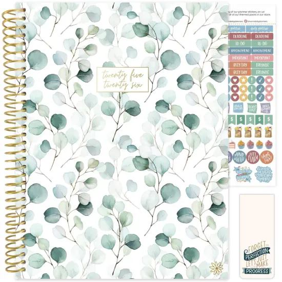 bloom daily planners 2025-26 Academic Planner, Soft Cover, 8.5" x 11",Boho Greenery {1}