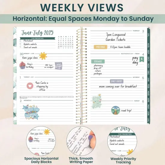 bloom daily planners 2025-26 Academic Planner, Soft Cover, 5.5" x 8.25", Boho Greenery {4}