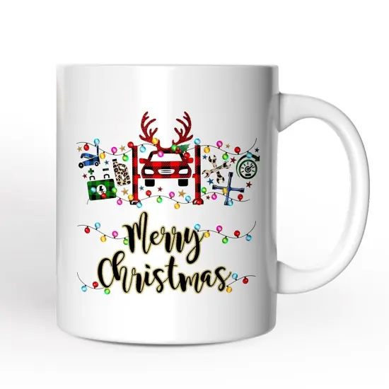 Automotive Technician Plaid Christmas Mug, Mechanic Repair and Parts Gift for Shop {1}