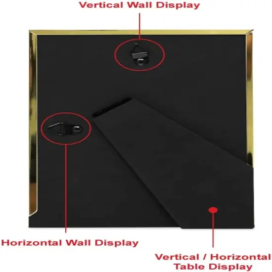 5x7 Black Enamel Picture Frame, Gold Metal Edge with Easel {3}