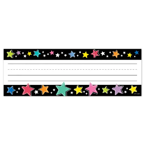 Colorful Stars On Black Name Plates Star Bright {1}