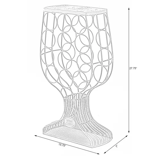 Freestanding Floor Wine Rack with Wooden and Metal Goblet Design - Holds 12 Bottles and Includes Wine Cork Holder - Stylish Bar Organizer for Home, Kitchen, Dining Area and Living Room D&eacute;cor {6}