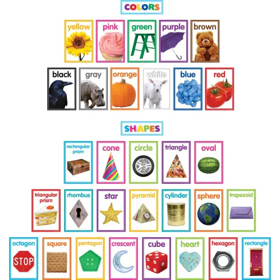 Colorful Photo Shapes & Colors Cards Bulletin Board Set {1}