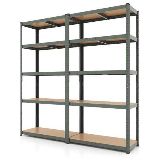 Costway 2 PCS 5 Tier Adjustable Garage Shelving Unit with 2000 lbs Max Load for Warehouse Black/Grey/Blue/Silver {8}