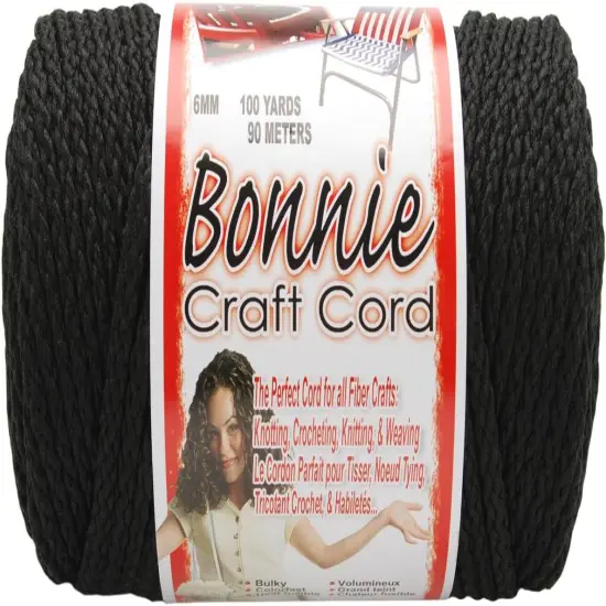 Pepperell 6mm Bonnie Macram&eacute; Craft Cord, 100-Yard, Black {1}