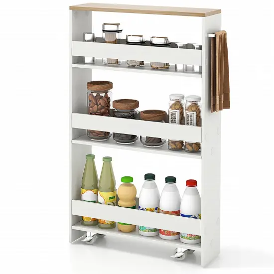 Costway Rolling Kitchen Slim Storage Cart Mobile Shelving Organizer w/ Handle {1}