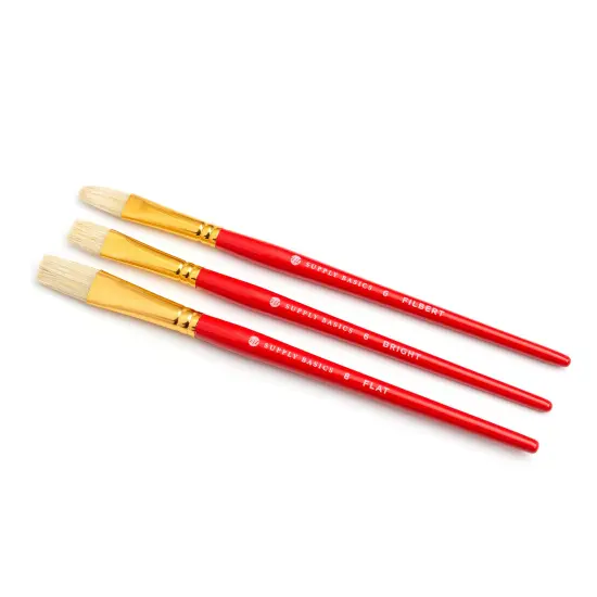 PAINT BRUSHES - AC - ART SUPPLY BASICS - OIL- HOGHAIR BRISTLES (10 PIECE) 354838 {3}