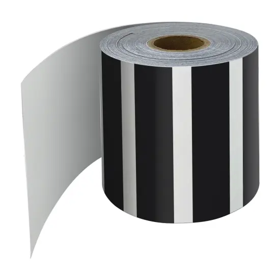 Black and White Vertical Stripes Rolled Straight Border, 65 Feet {1}