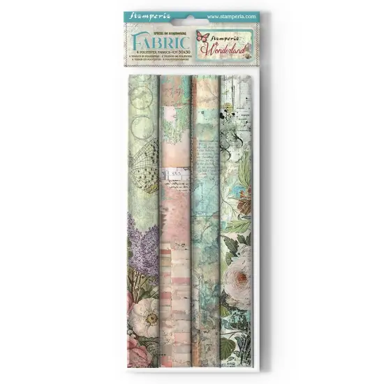 Stamperia Polyester Fabric 12"X12" 4/Pkg-Wonderland {1}