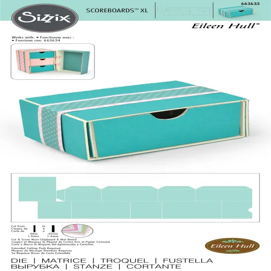 Sizzix ScoreBoards XL Die By Eileen Hull-Stacking Drawer Box {1}
