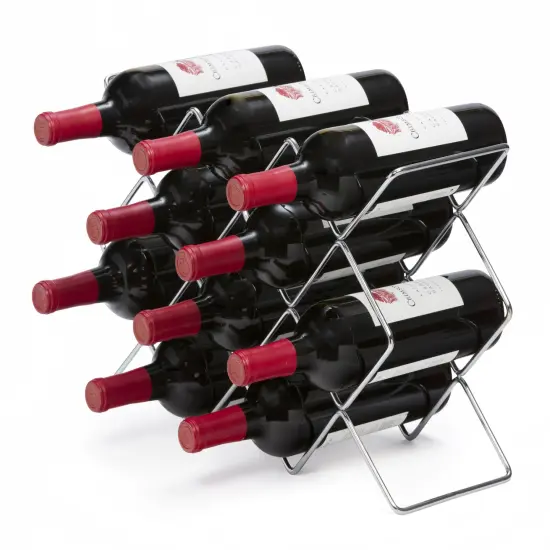 Mango Steam Modern Hexagon 10-Bottle Metal Wine Rack Silver {1}