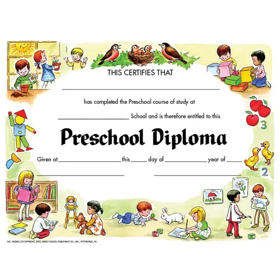 Preschool Diploma, 8.5" x 11", Pack of 30 {1}