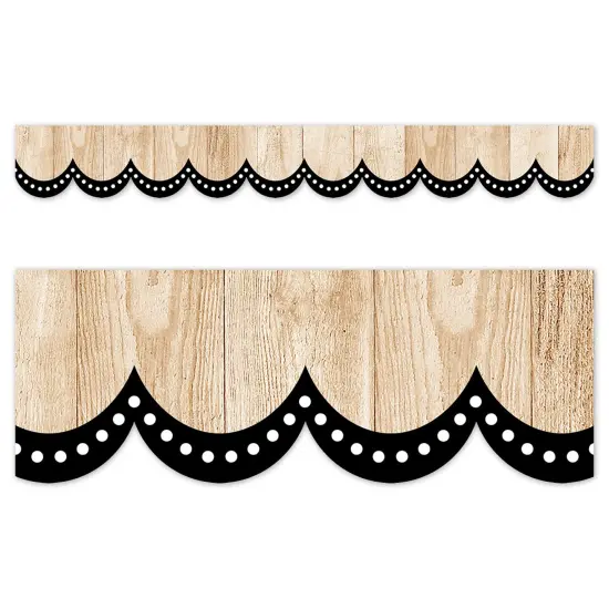 Dotted Scallops On Wood Border {1}