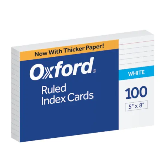 Ruled Index Cards, 5" x 8", White, Pack of 100 {1}