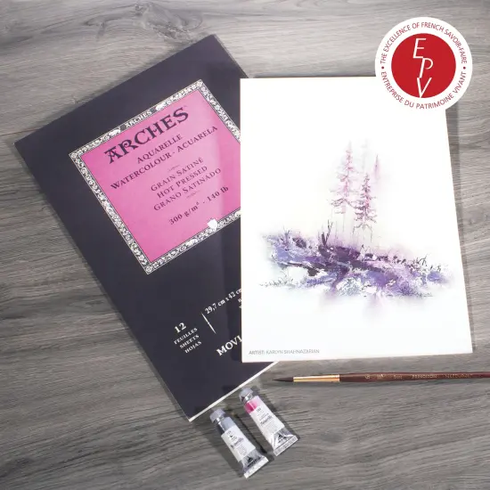 Arches Aquarelle Hot Pressed Watercolor Pad 11.69"X16.53"- 140lb, 12 Sheets {7}