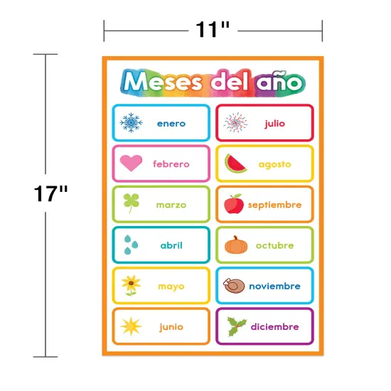 Carson Dellosa 16-Piece Spanish Early Learning Posters, 11" x 17" Colors, Numbers, Alphabet, Shapes, Sight Words Wall Art, ESL Preschool and Kindergarten Classroom Decor and Teacher Supplies {3}
