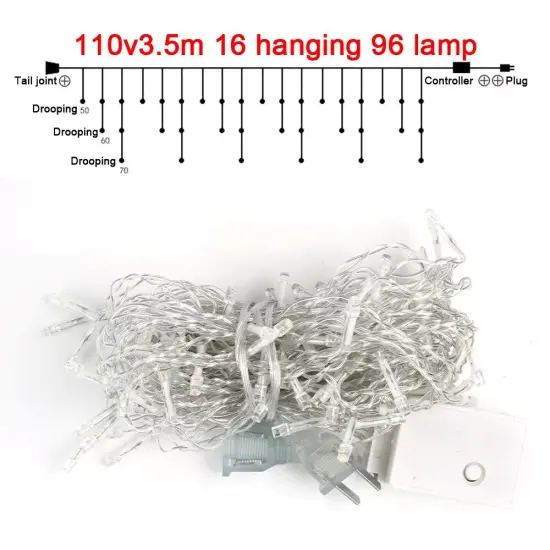 Kitcheniva Hanging Icicle And Christmas Curtain Lights White {4}