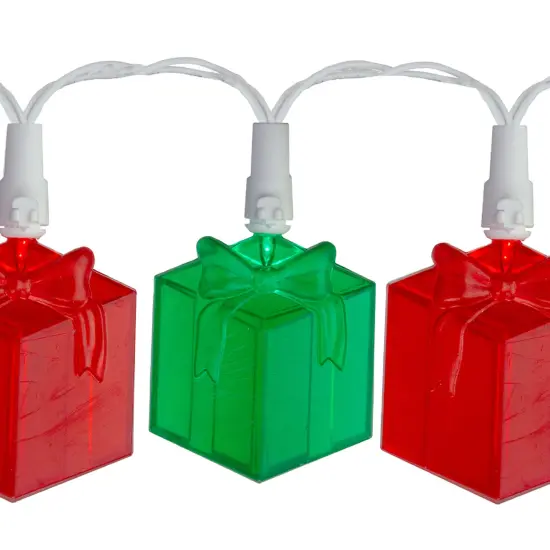 Sienna LED Gift Box Christmas Lights - Red and Green - 9.5' White Wire - Clear Lights - 20ct {4}