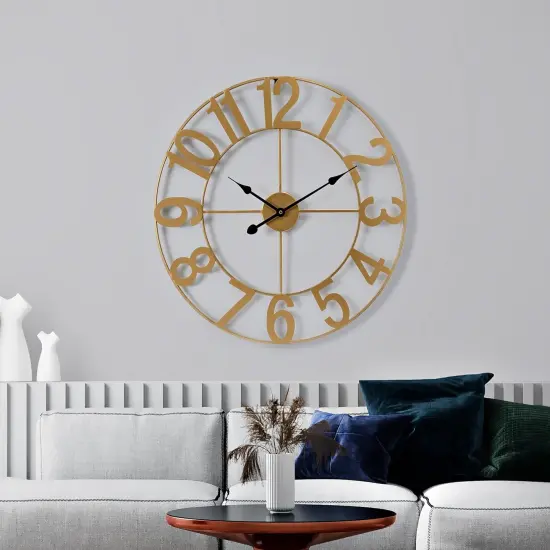 Sorbus Large Wall Clock - 24-inch Decorative Numeral Wall Clock - Battery Operated Analog - Living Room and Kitchen D&eacute;cor Gold {2}