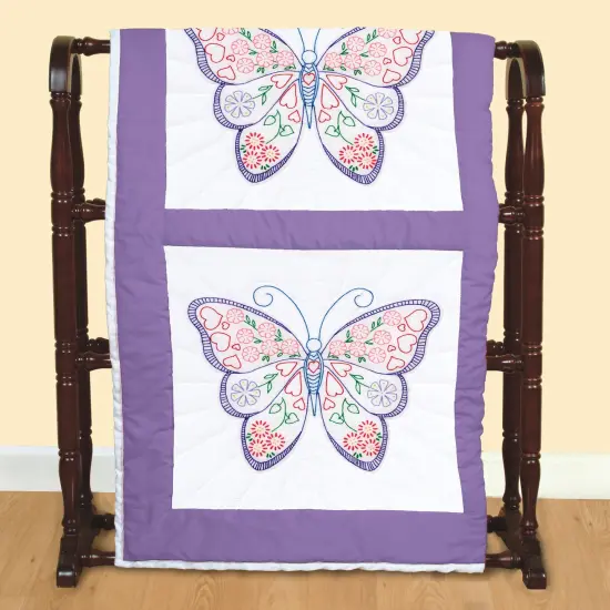 Jack Dempsey Stamped White Quilt Blocks 18"X18" 6/Pkg-Butterfly {3}