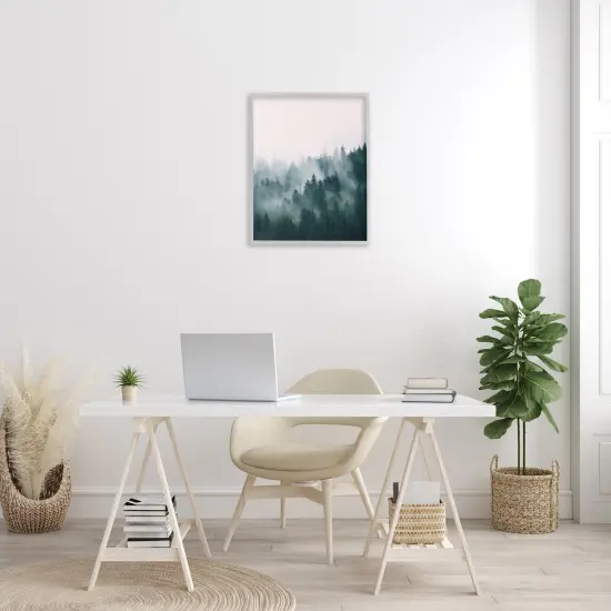 Stupell Industries Misty Forest Trees Framed Giclee Art Gray Frame {2}