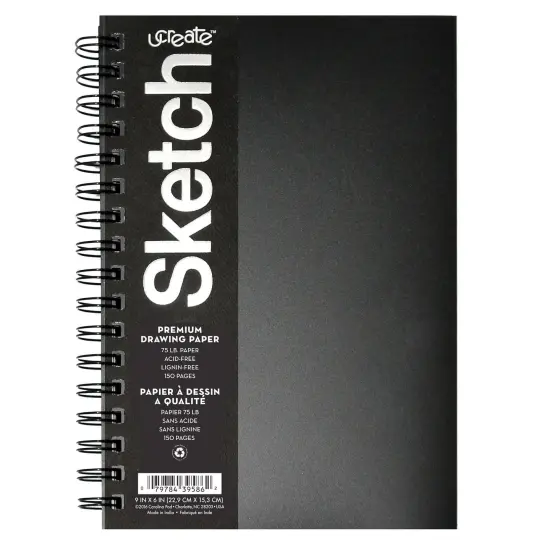 Poly Cover Sketch Book, Heavyweight, 9" x 6", 75 Sheets {1}